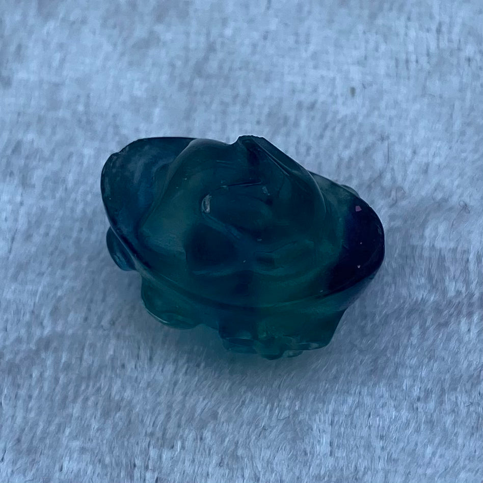 Mini Fluorite bunny rabbit in a basket