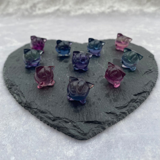 Mini Rainbow Fluorite Pokémon Jigglypuff carvings