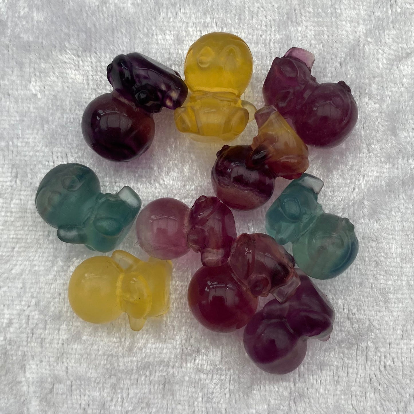 Mini Rainbow Fluorite Pokémon Piplup carvings