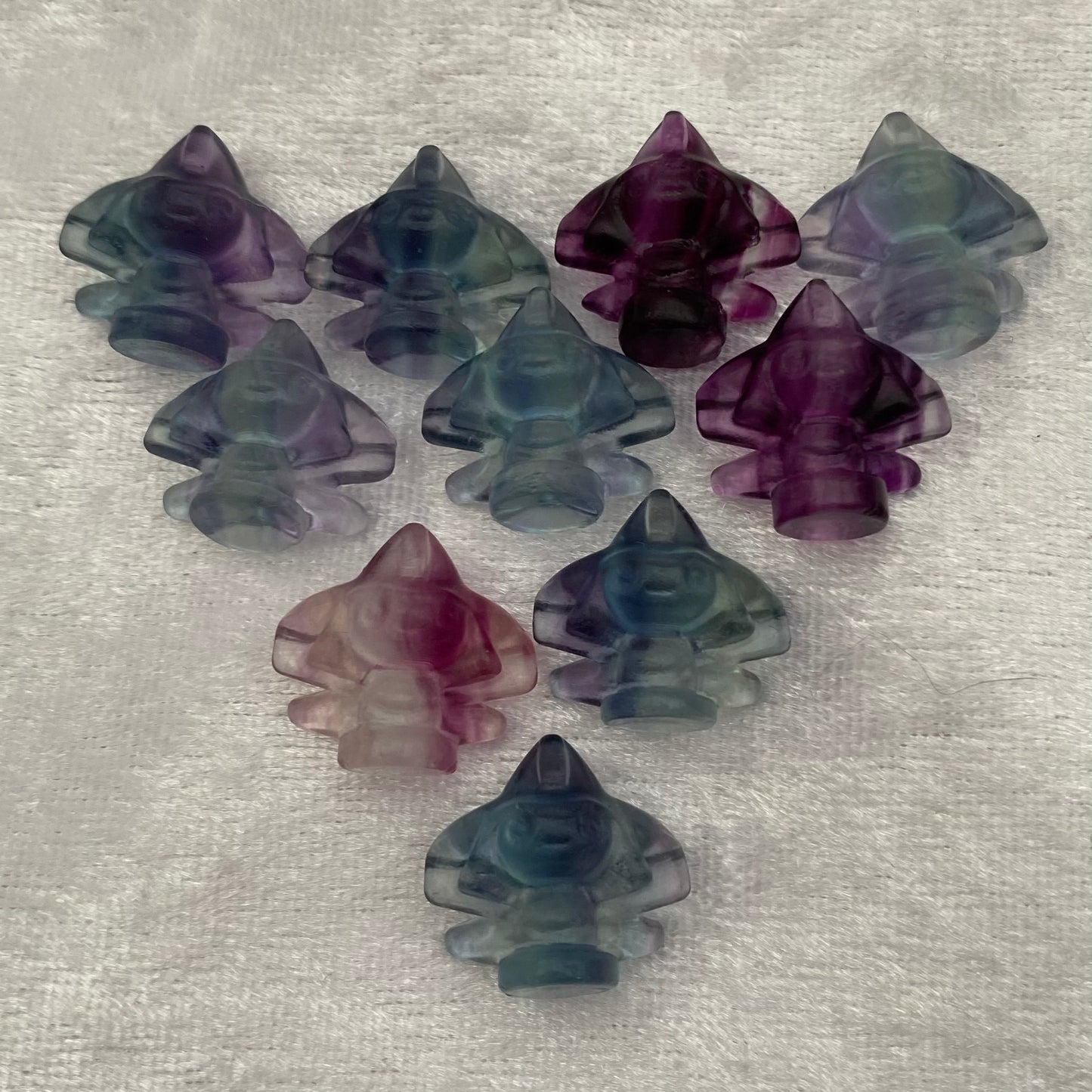 Mini Rainbow Fluorite Pokémon Jirachi carvings