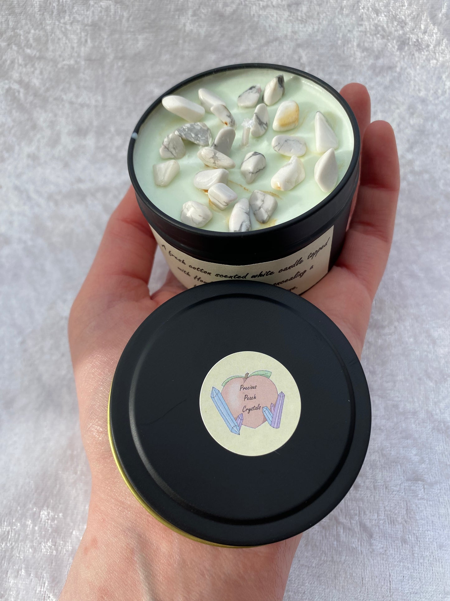 Fresh Cotton scented White Howlite candles