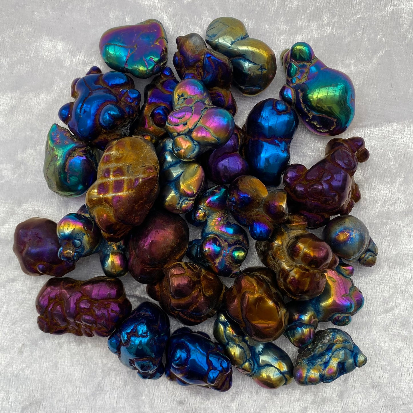Titanium Aura Chalcedony tumblestones