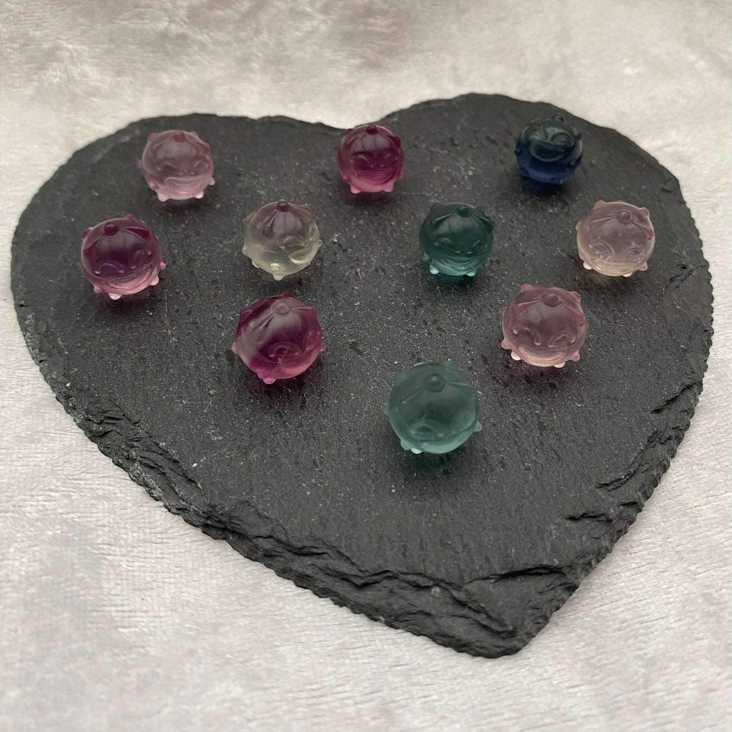 Mini Rainbow Fluorite Pokémon Koffing carvings