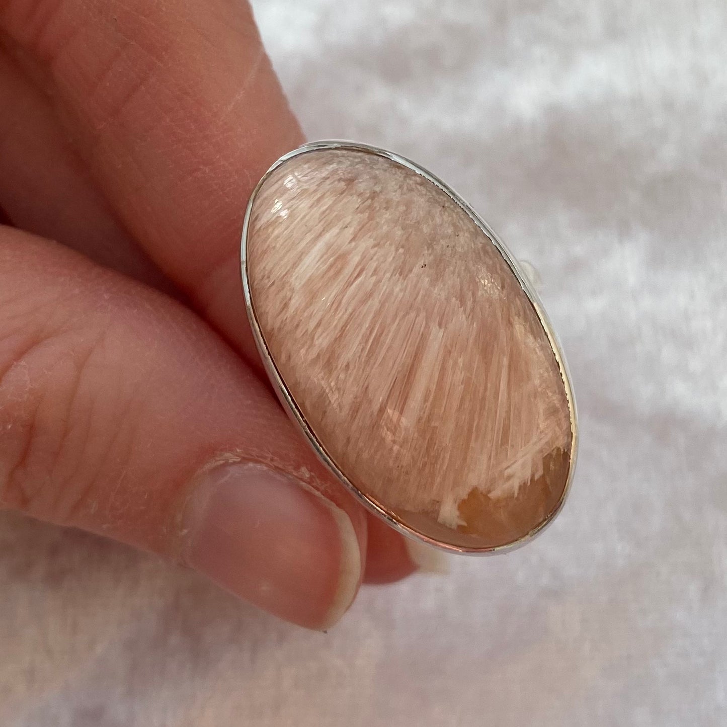Peach Scolecite ring