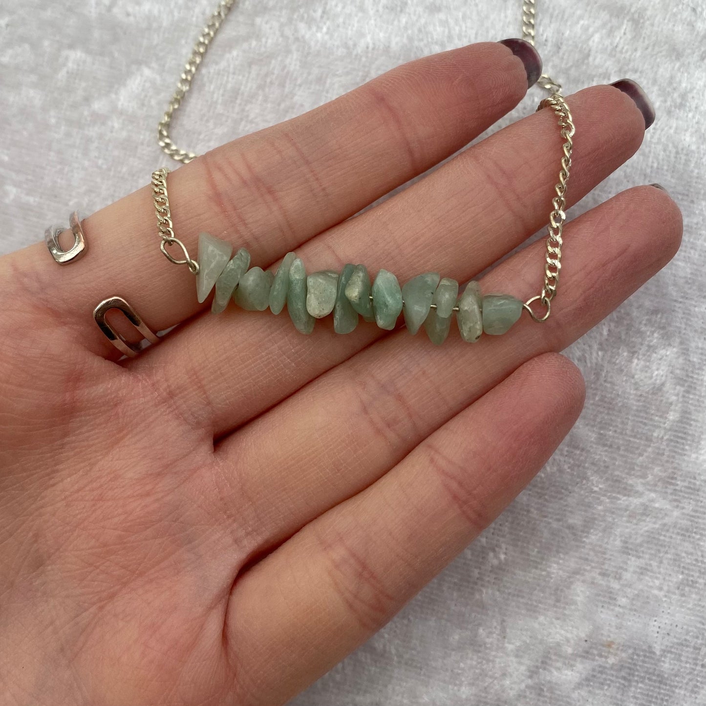 Green Aventurine chipstone chain necklace