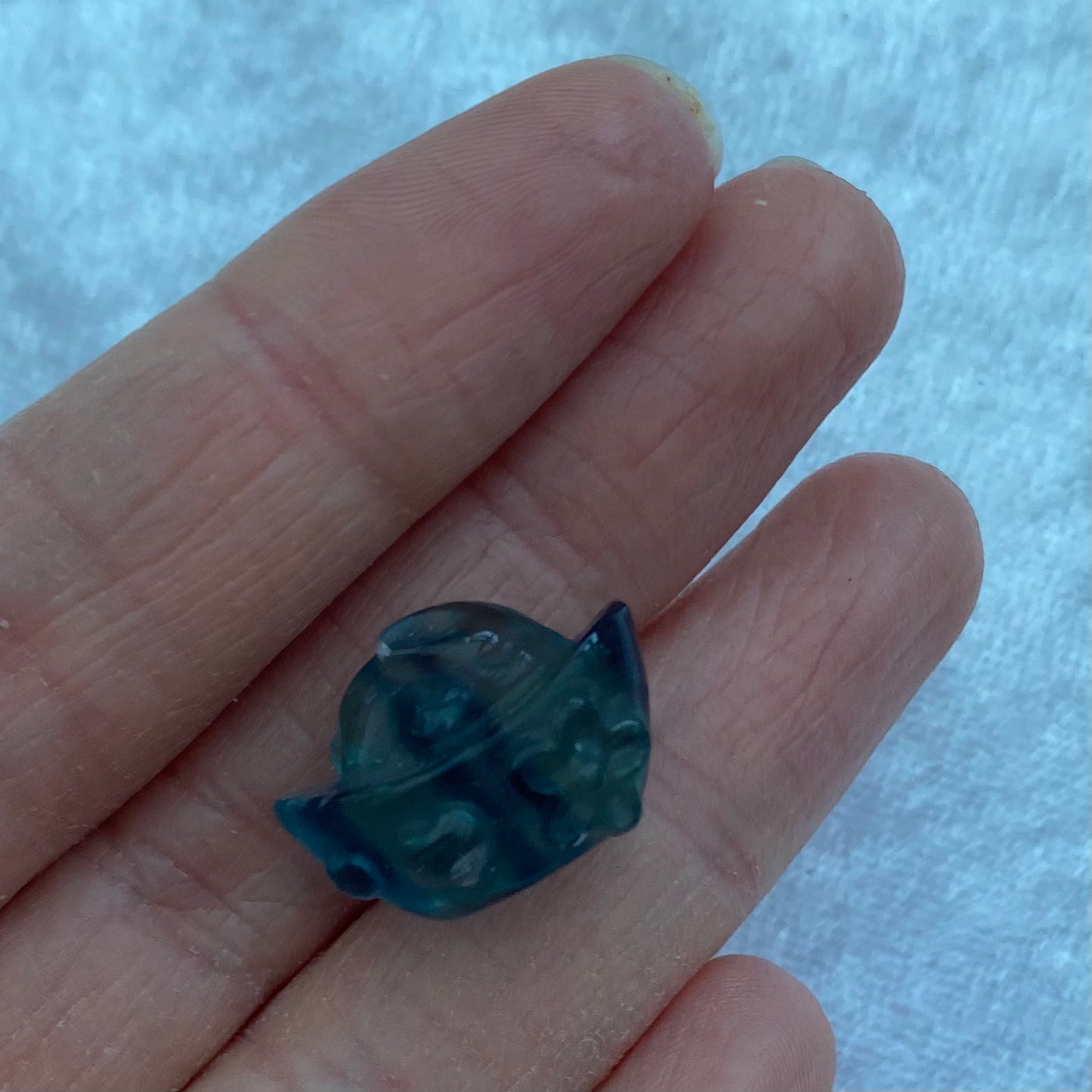 Mini Fluorite bunny rabbit in a basket