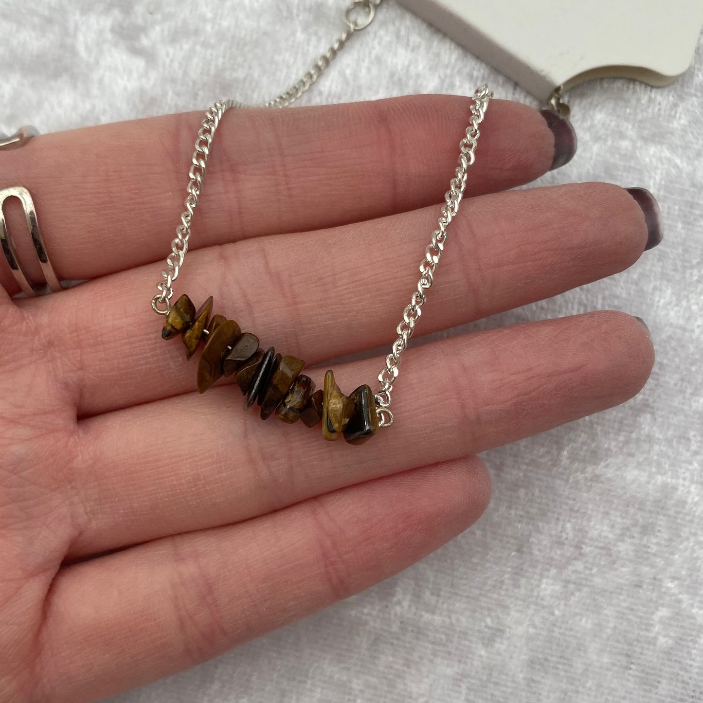 Tigers Eye chipstone chain bracelet
