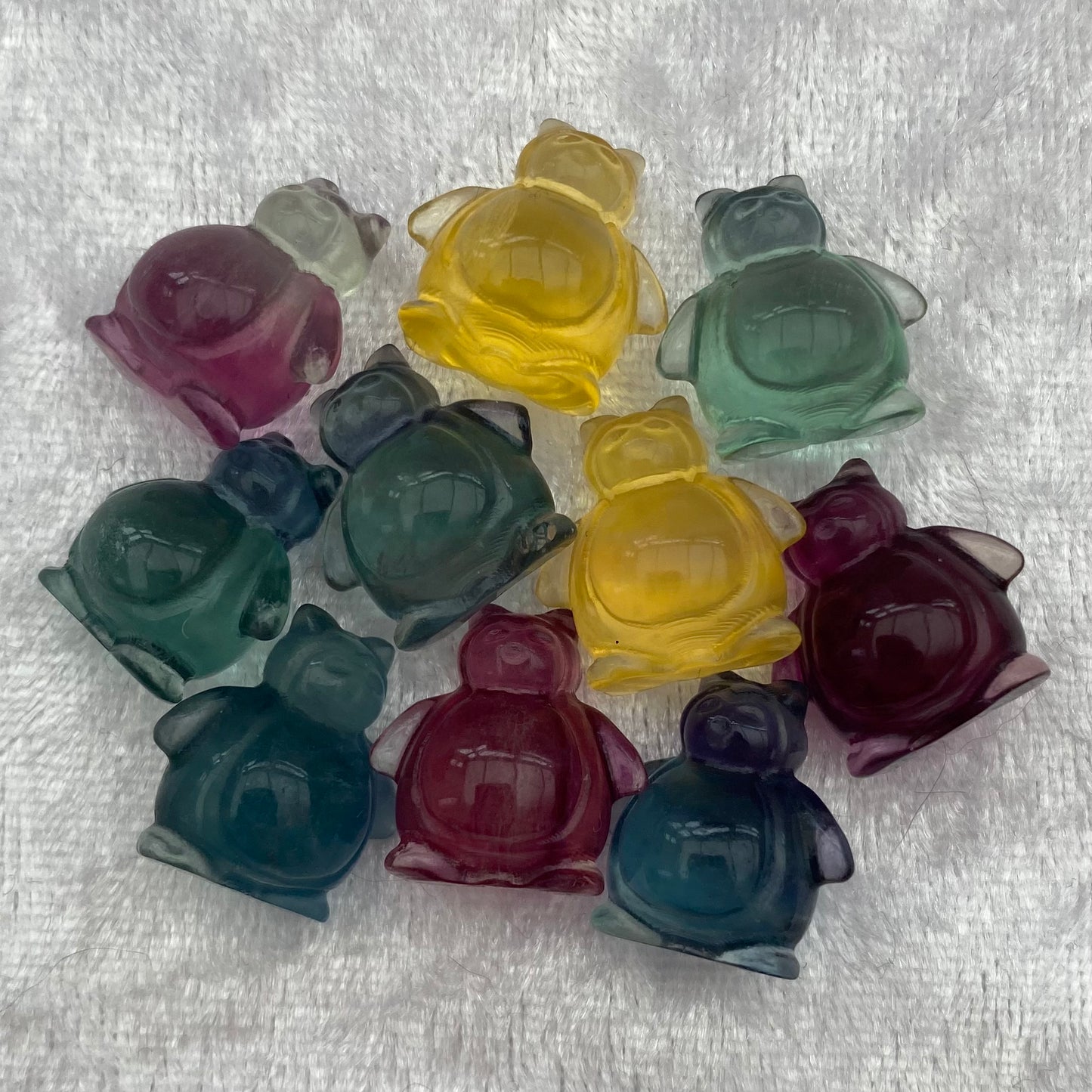 Mini Rainbow Fluorite Pokémon Snorlax carvings