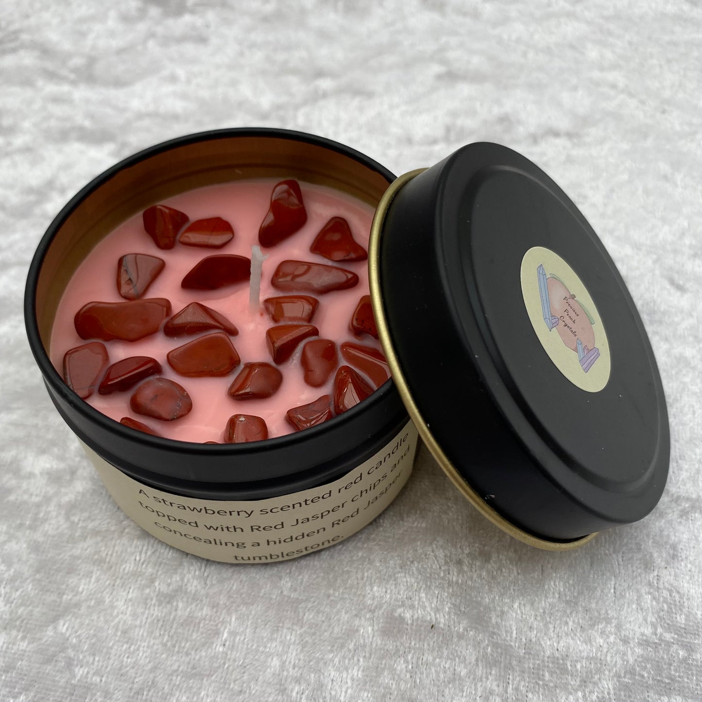Strawberry scented Red Jasper candles