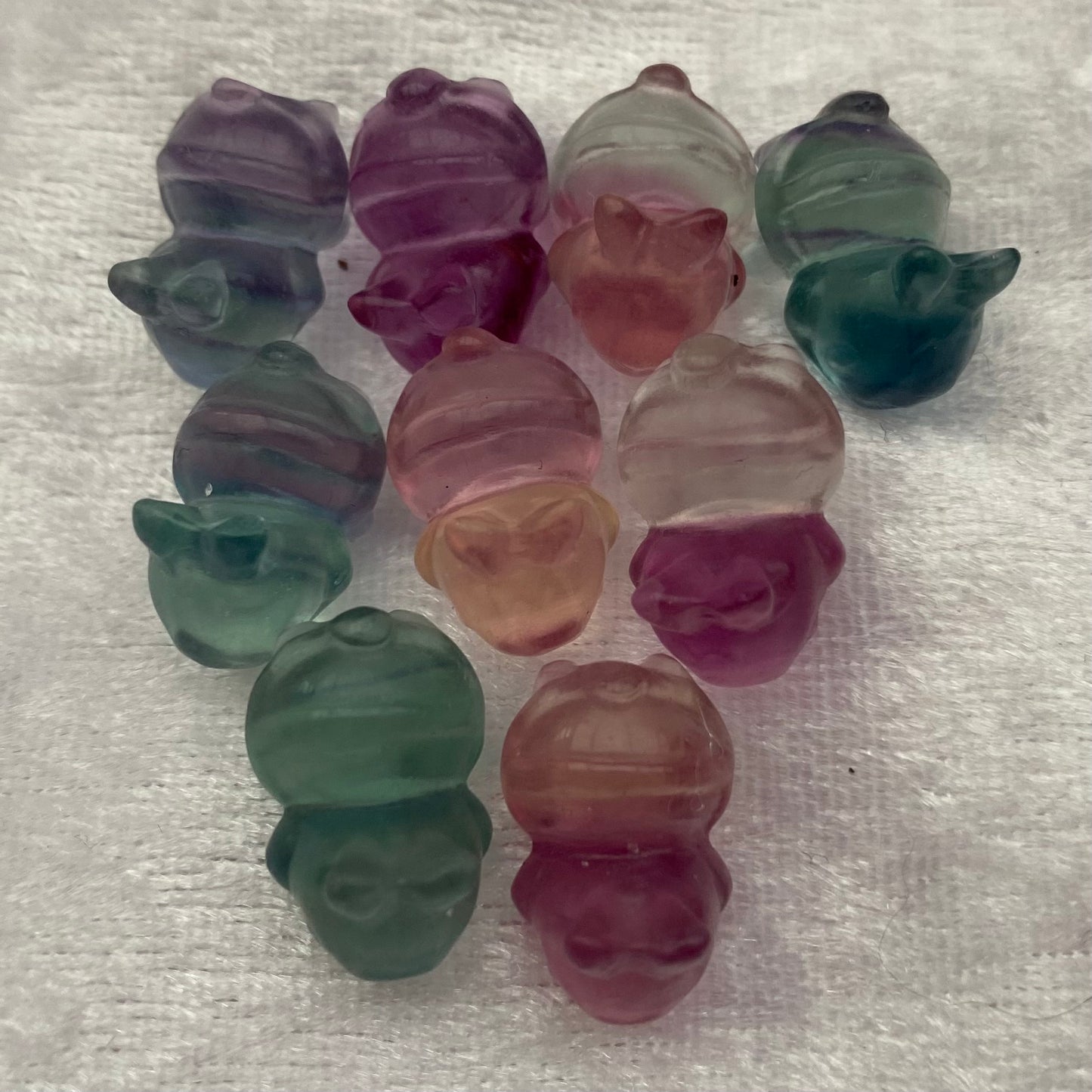 Mini Rainbow Fluorite Pokémon Turtwig carvings