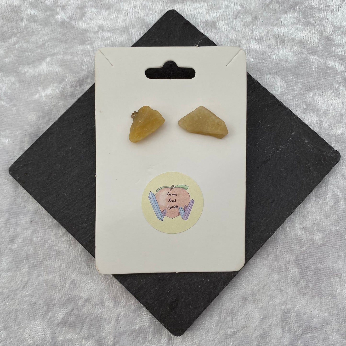 Yellow Aventurine crystal stud earrings