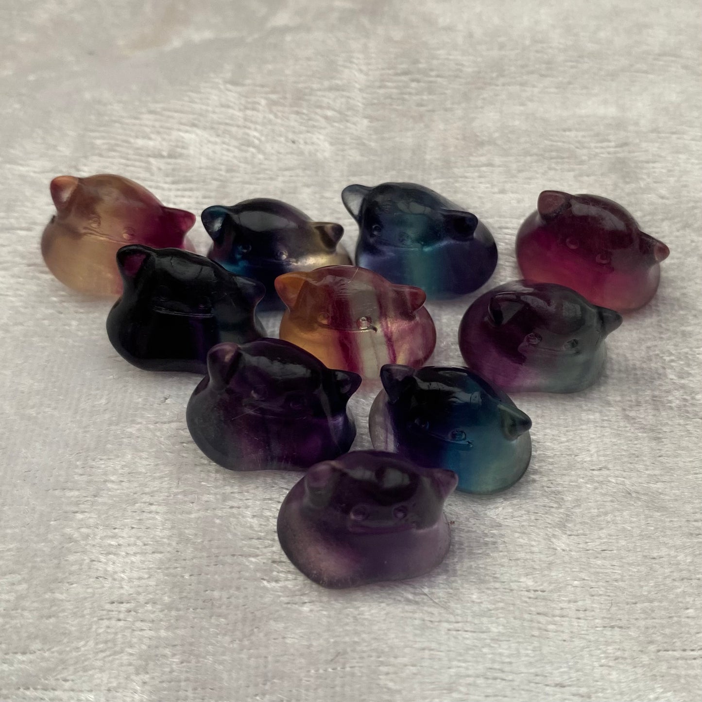 Mini Rainbow Fluorite Pokémon Ditto carvings