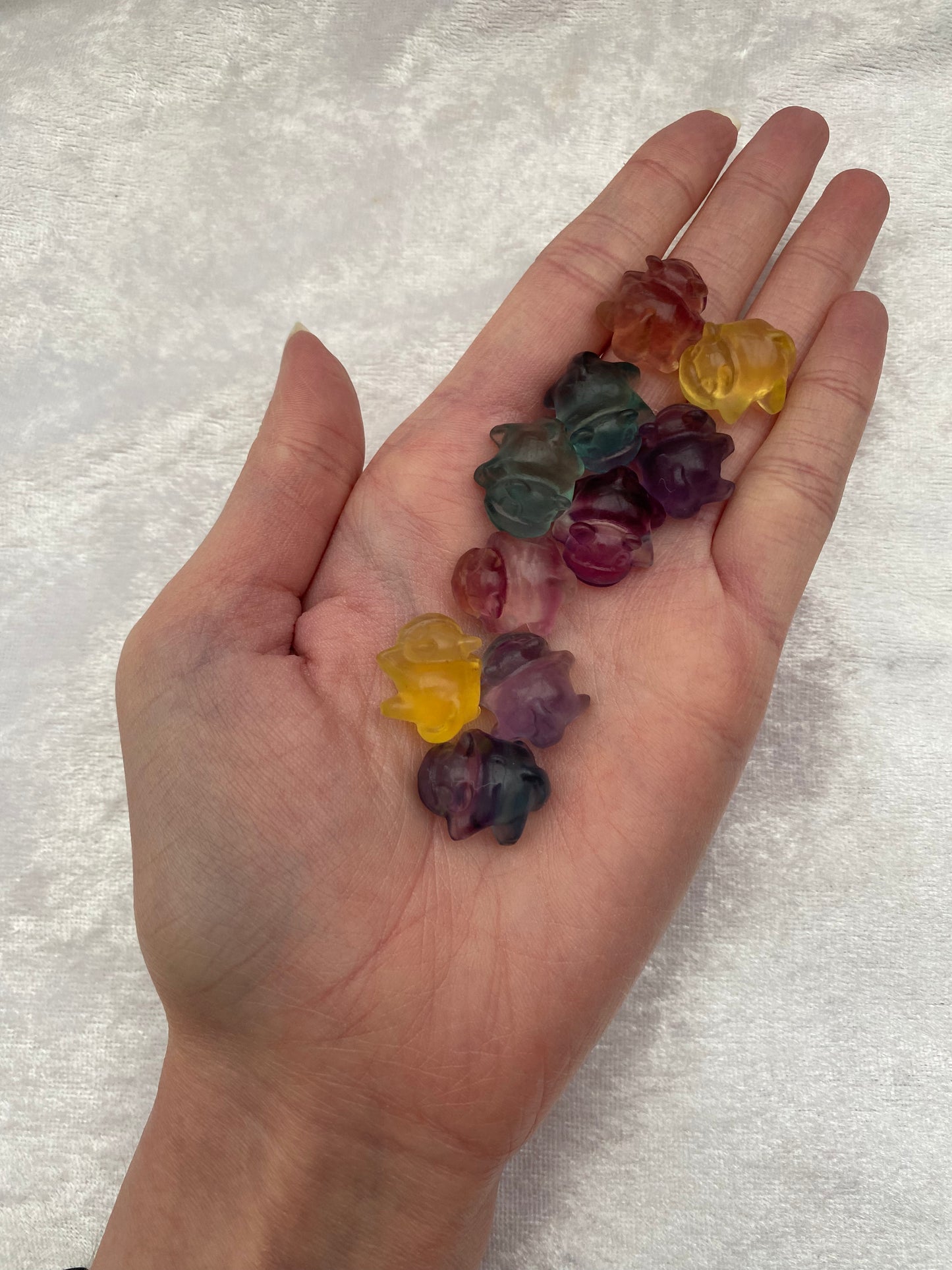 Mini Rainbow Fluorite Pokémon Slowpoke carvings