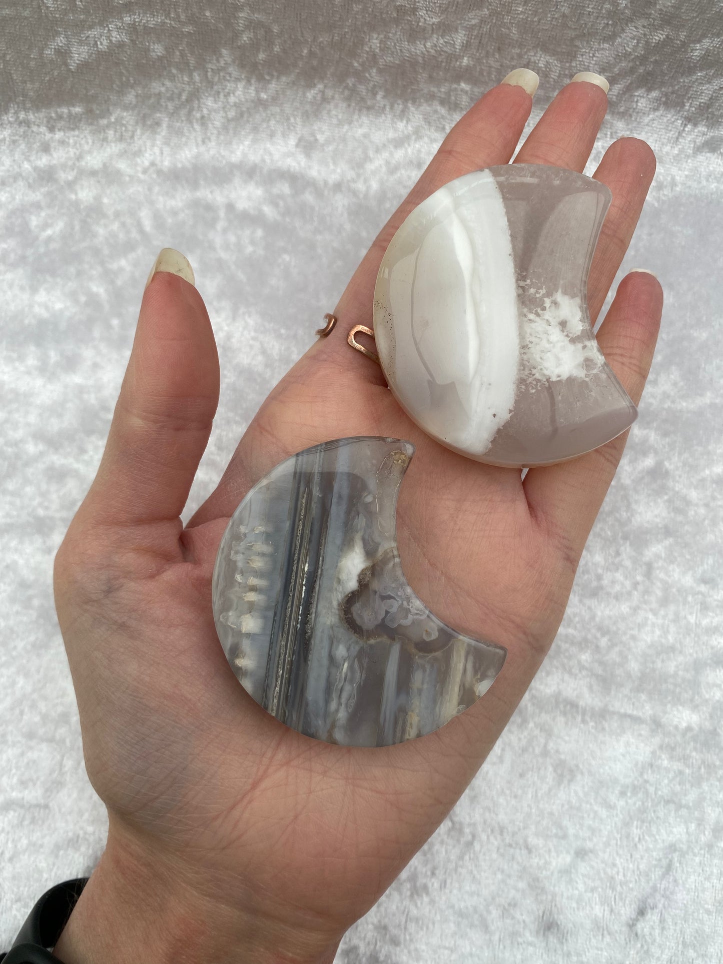 Grey Agate Moons