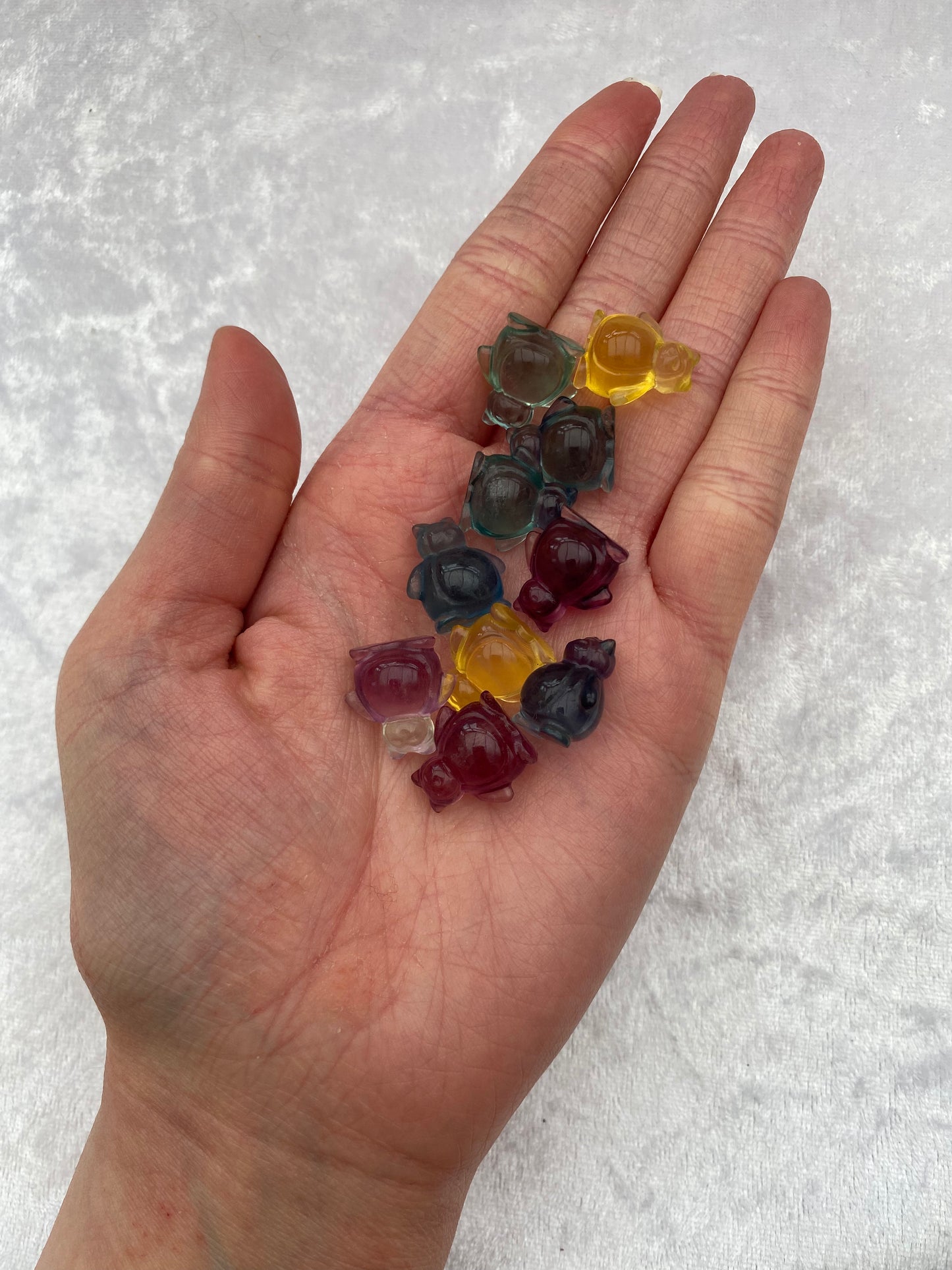 Mini Rainbow Fluorite Pokémon Snorlax carvings