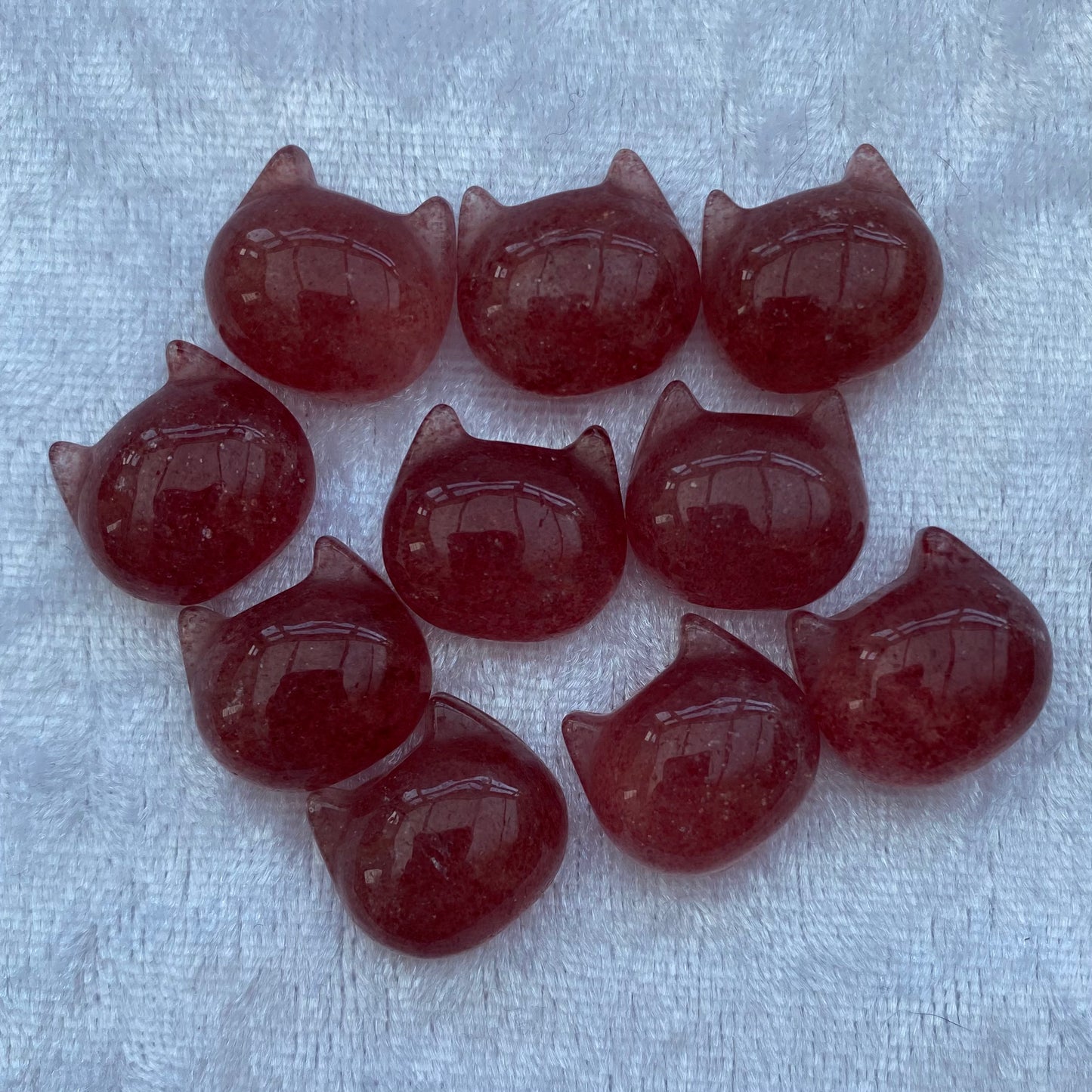Mini Strawberry Quartz cat heads