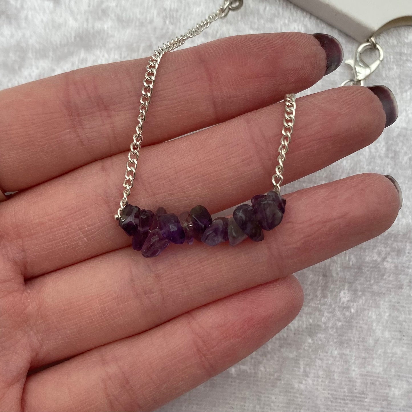 Amethyst chipstone chain bracelet