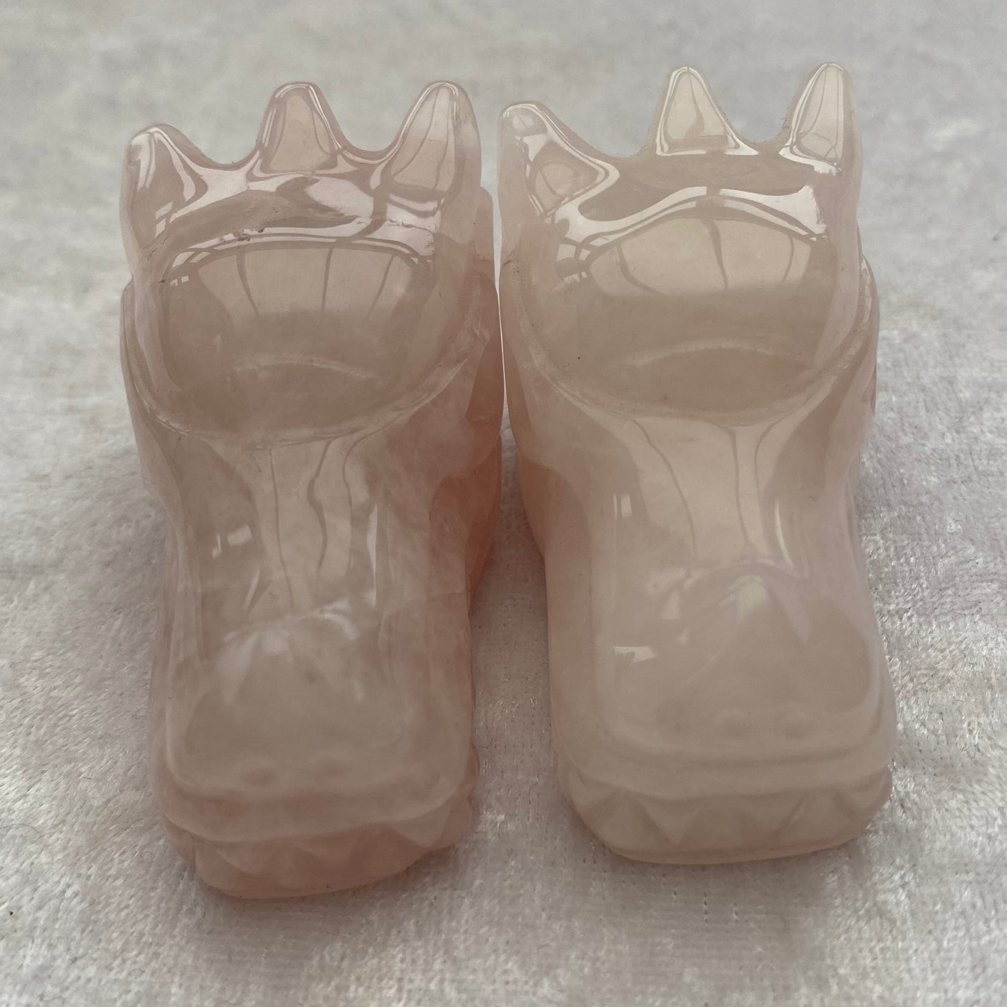 Rose Quartz dragon heads