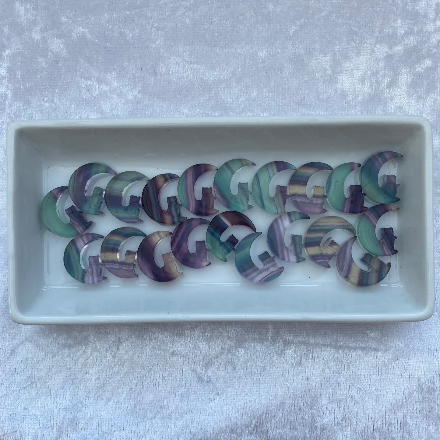 Mini Rainbow Fluorite cats on the moon