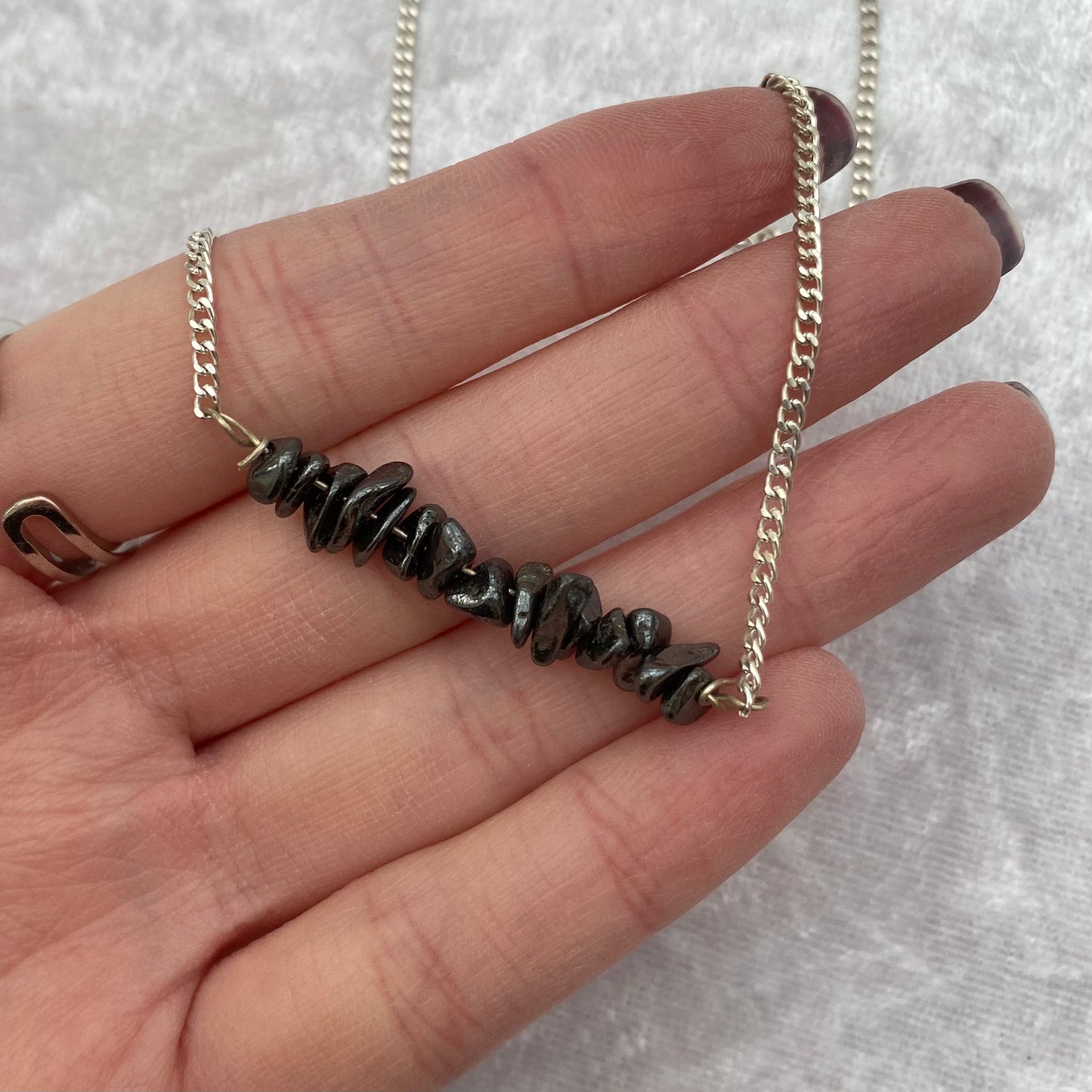Hematite chipstone chain necklace
