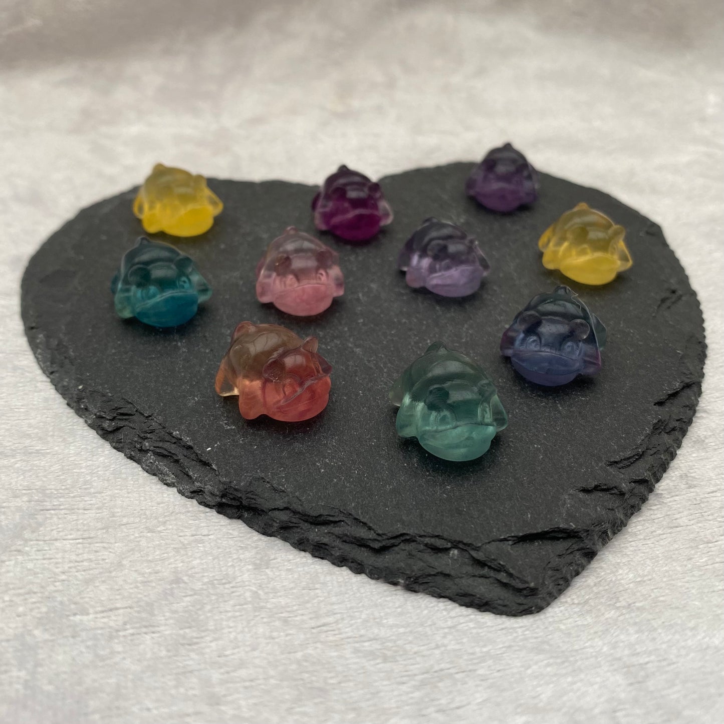 Mini Rainbow Fluorite Pokémon Slowpoke carvings