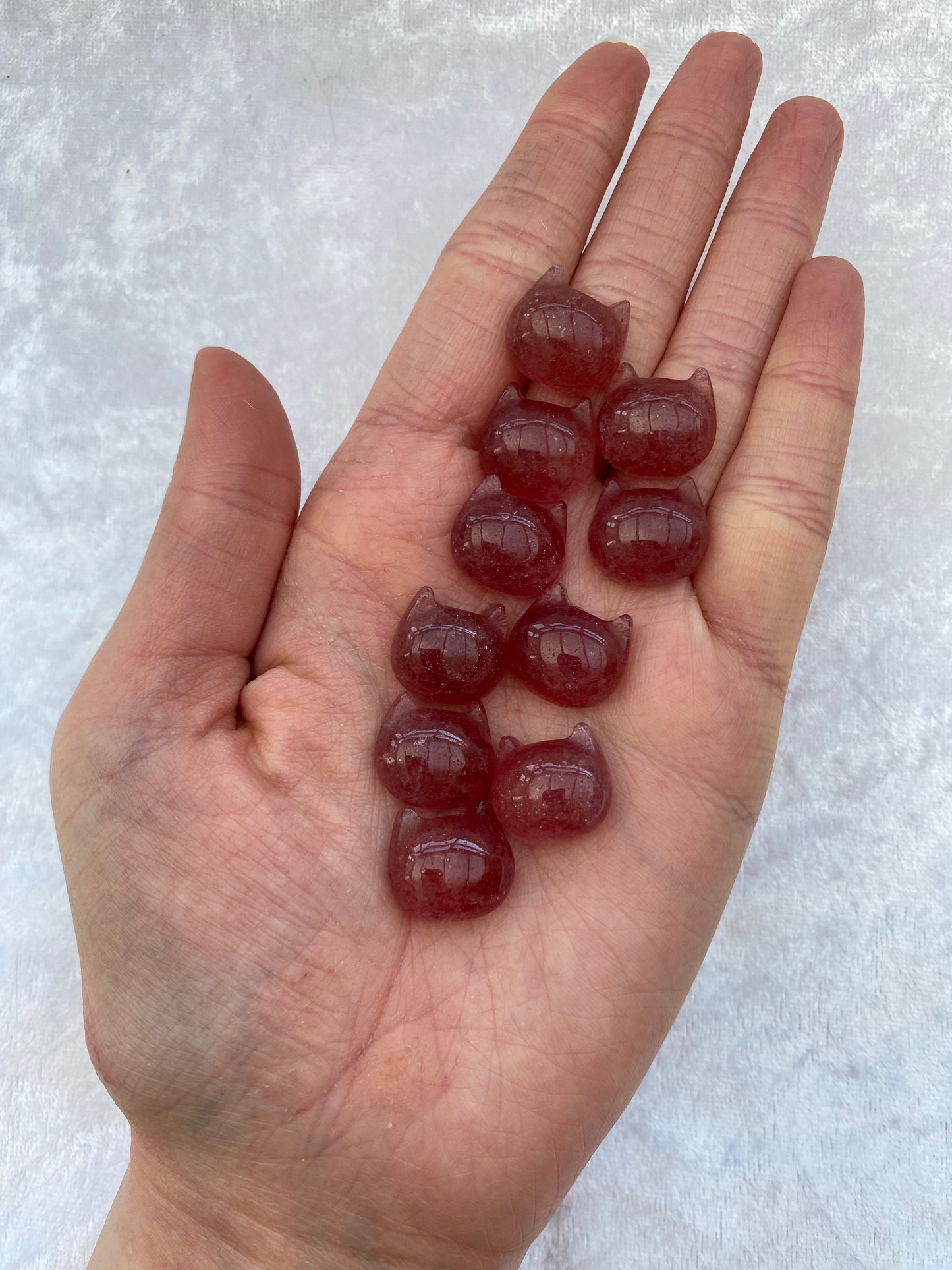 Mini Strawberry Quartz cat heads