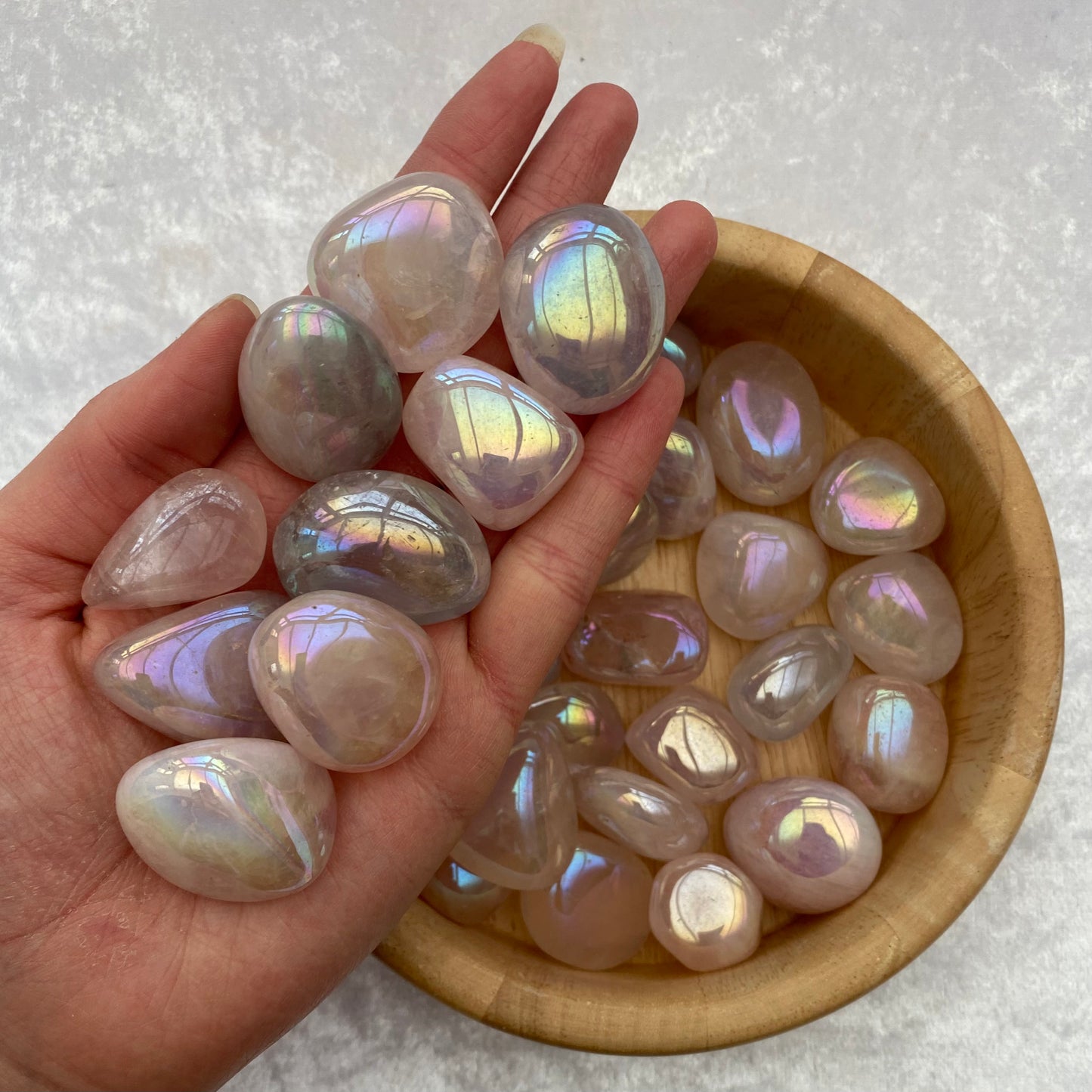 Aura Rose Quartz tumblestones