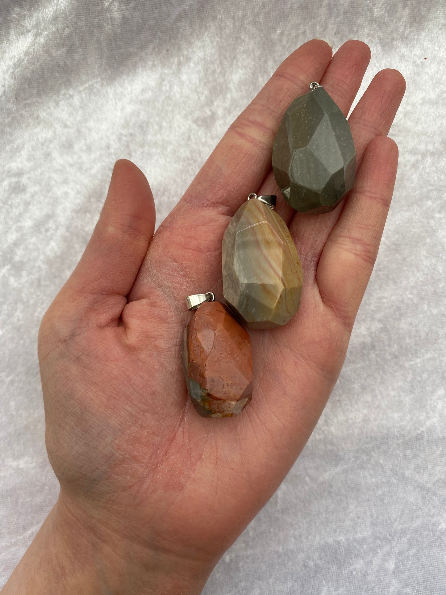Polychrome Jasper polyhedron pendants