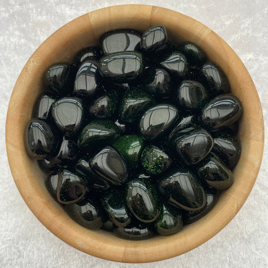 Green Goldstone tumblestones