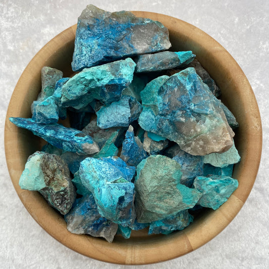 Rough Shattuckite and Chrysocolla chunks