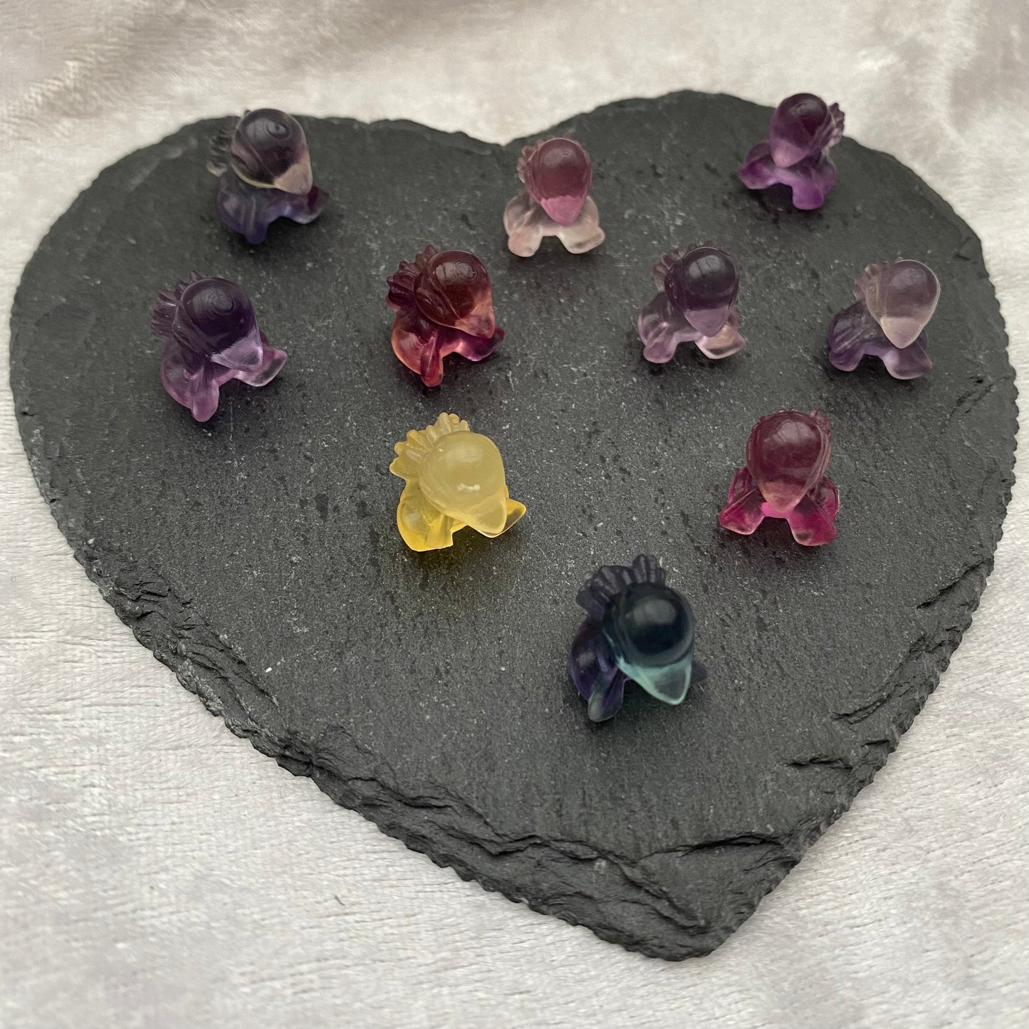 Mini Rainbow Fluorite Pokémon Cyndaquil carvings