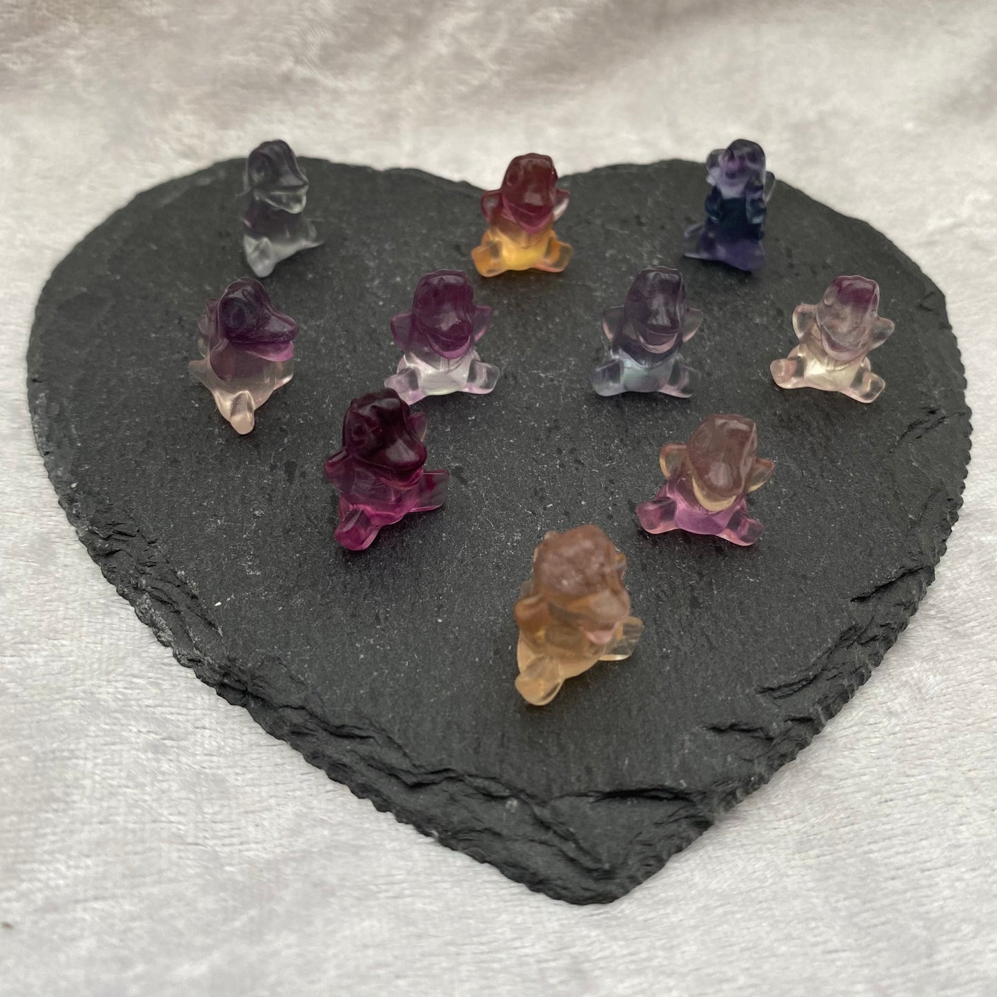 Mini Rainbow Fluorite Pokémon Totodile carvings
