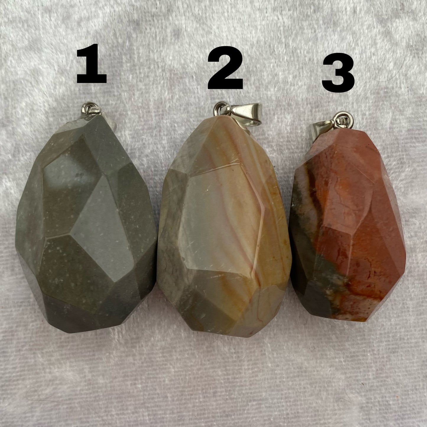 Polychrome Jasper polyhedron pendants
