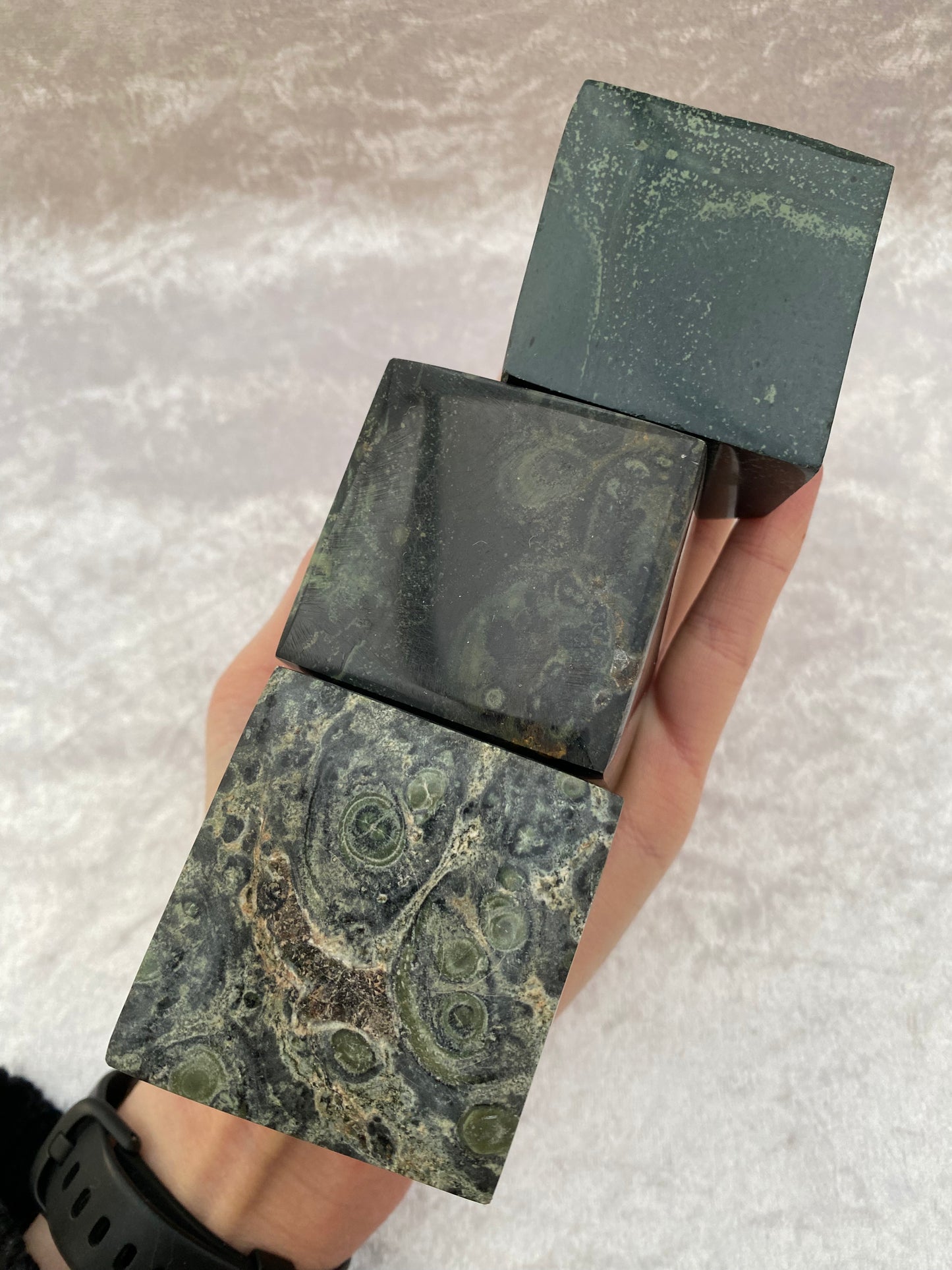 Kambaba Jasper floating cubes