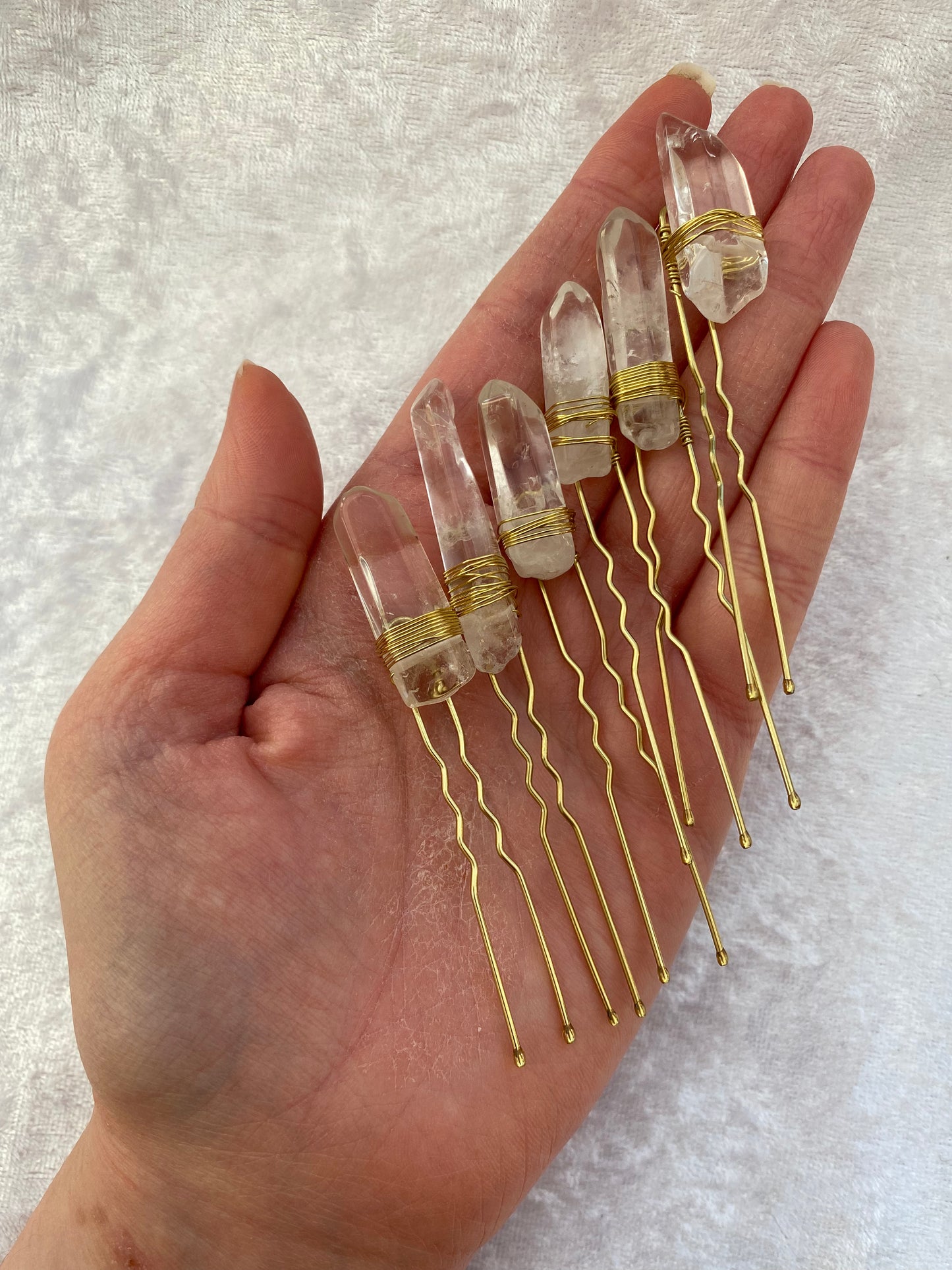 Clear Quartz point hair pins