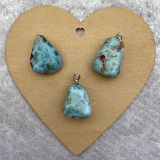 Larimar tumblestone pendants