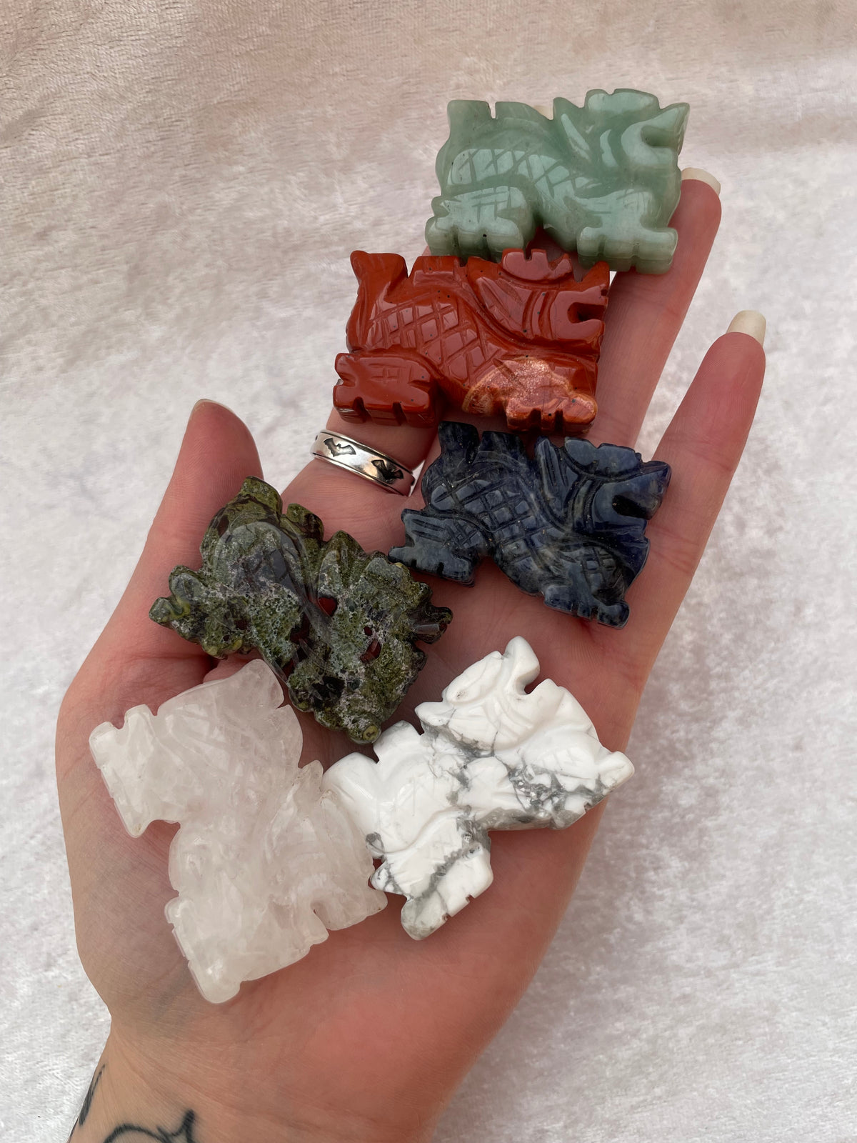 Chinese Dragon Crystal Carvings