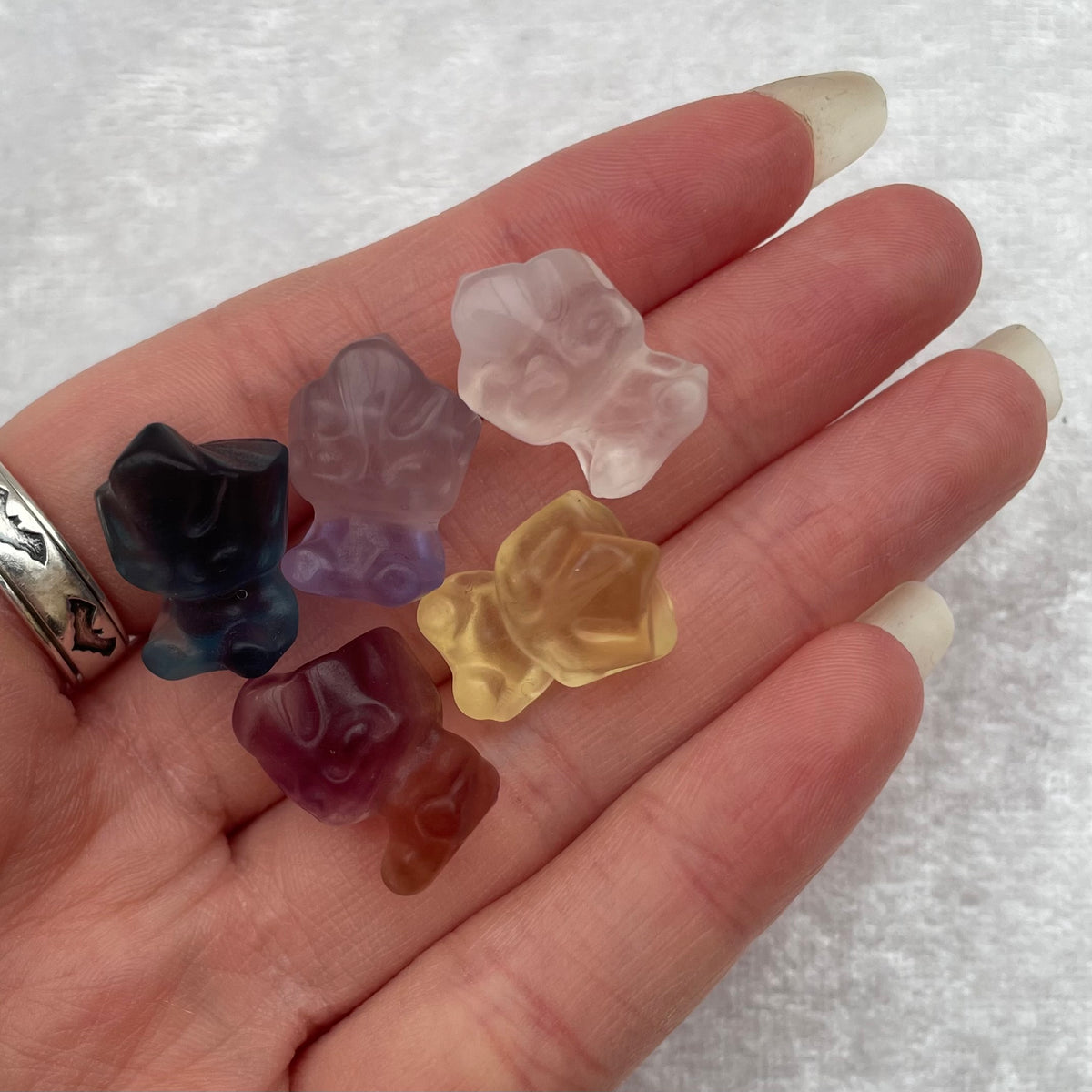 Mini Rainbow Fluorite Groot Carvings