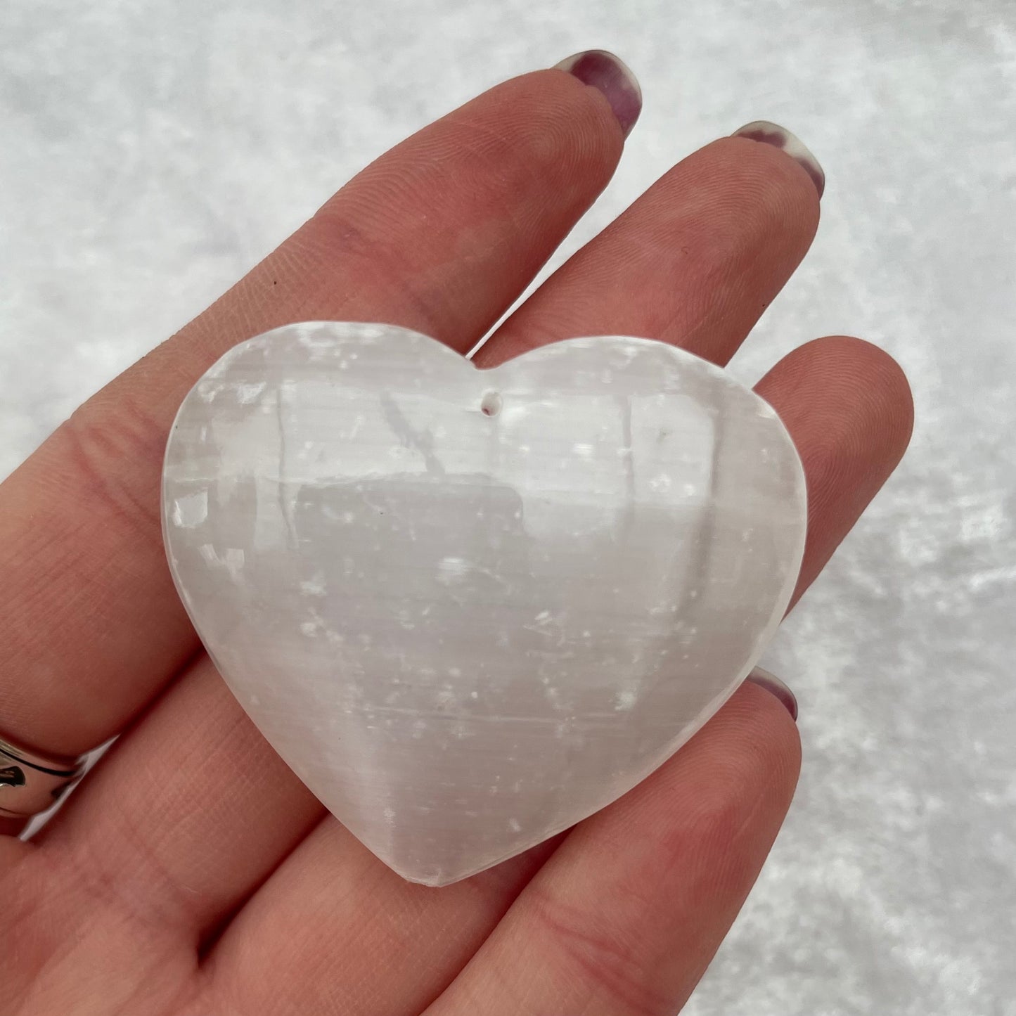Selenite Heart With Drill Hole for Pendant