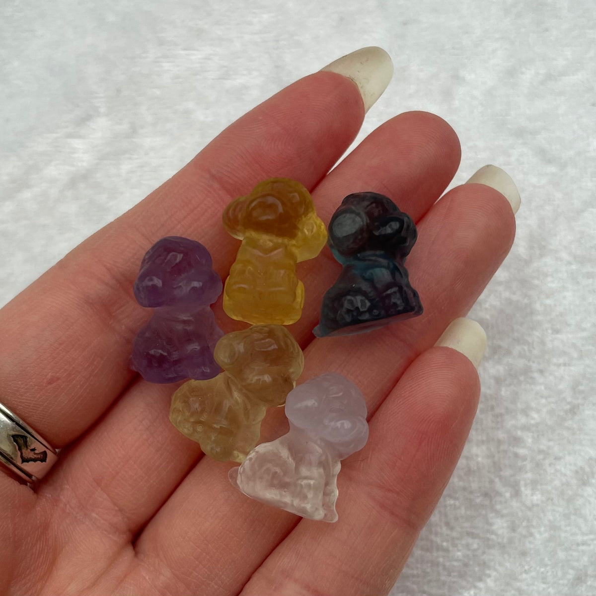Mini Rainbow Fluorite Poodle Carvings