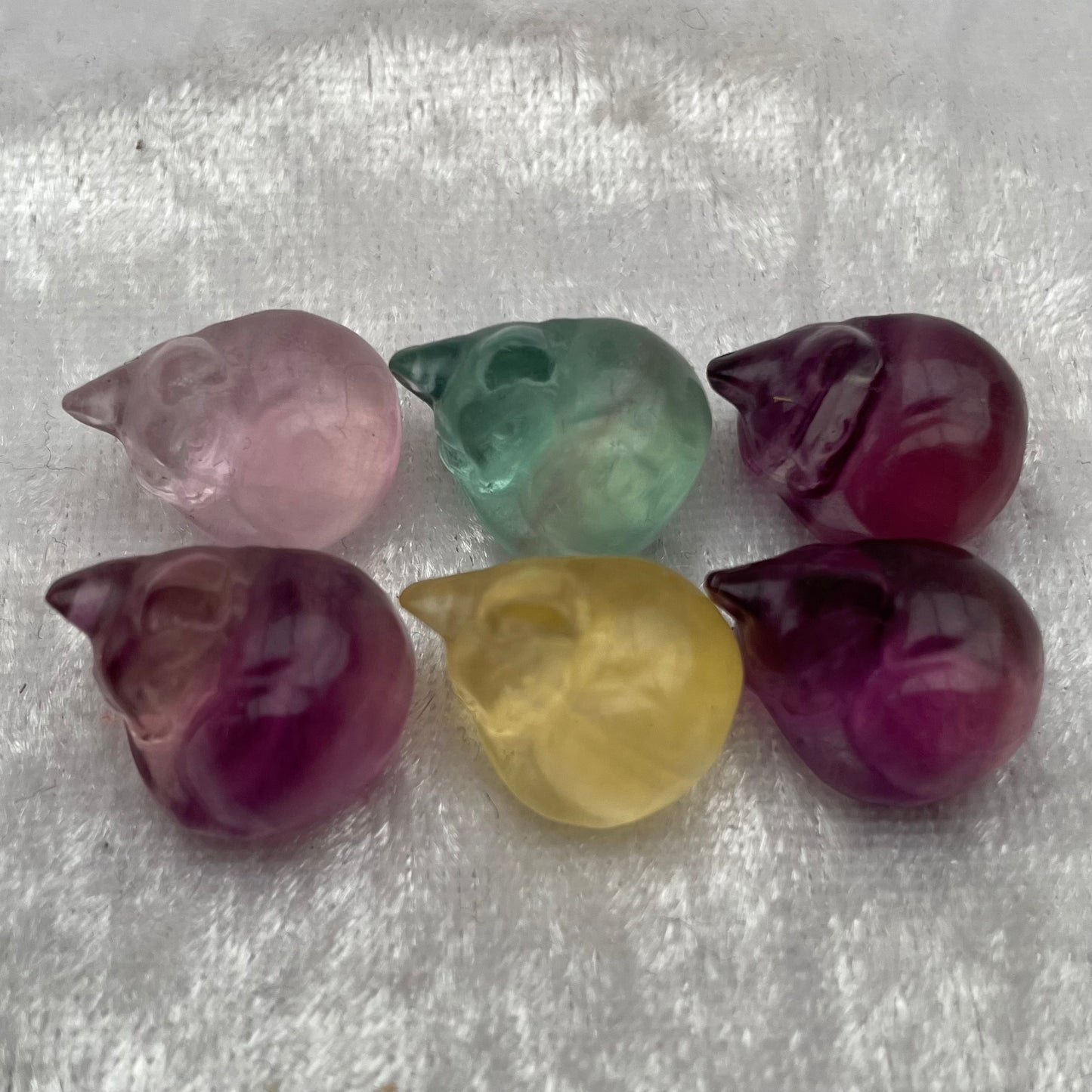 Mini Rainbow Fluorite Sleeping Cats