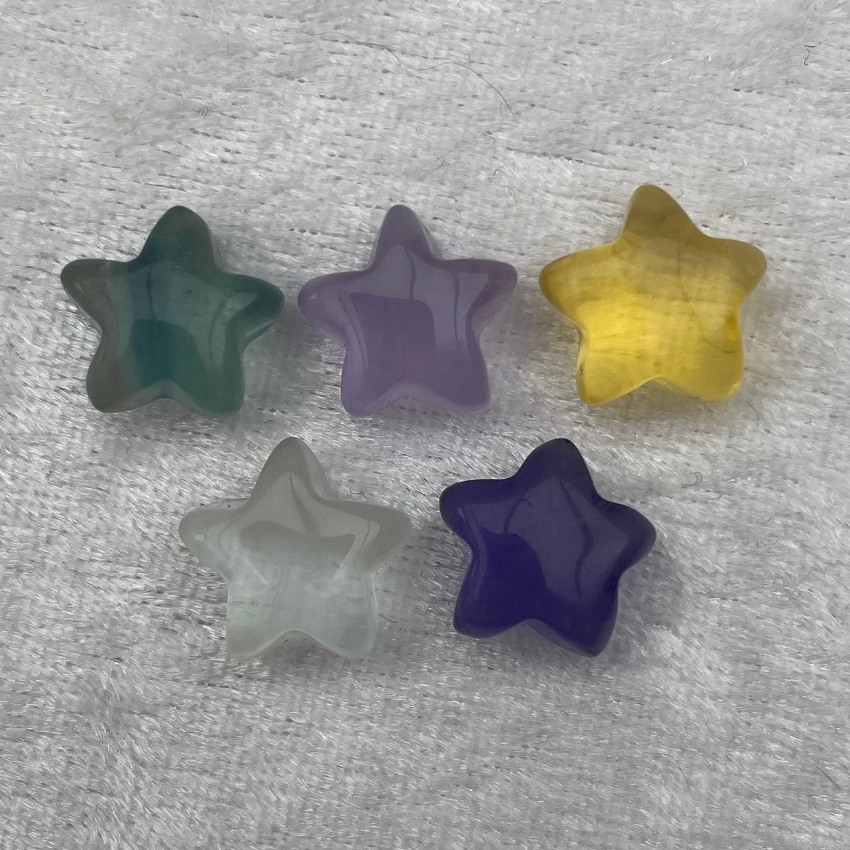 Mini Rainbow Fluorite Star Carvings