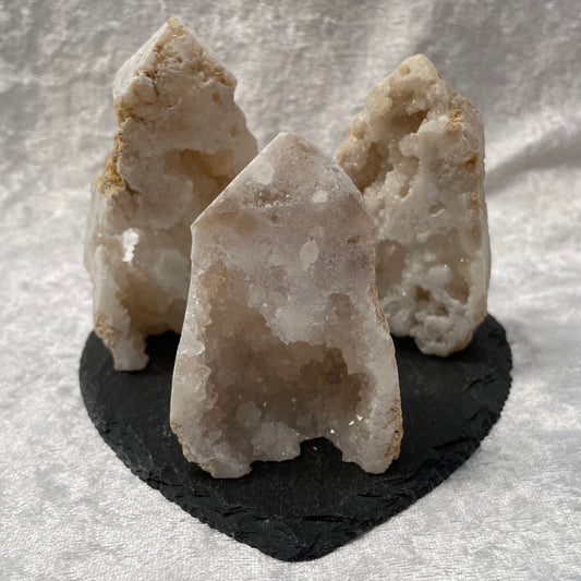 White Quartz Druzy Geode Towers