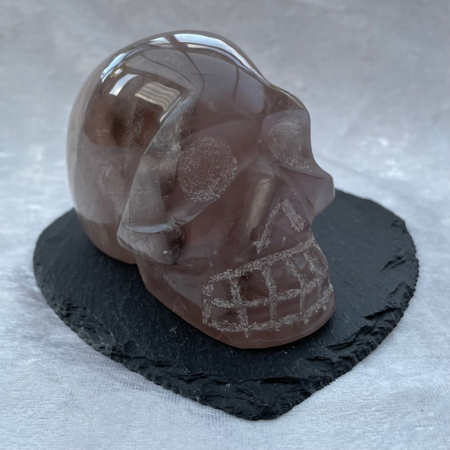 Large Grey Brown Agate Skull