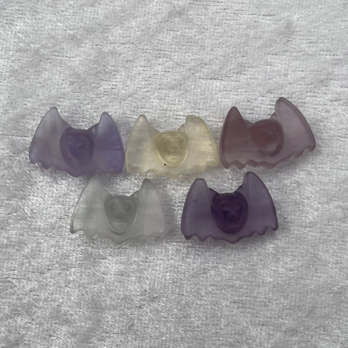 Mini Rainbow Fluorite Bat Carvings