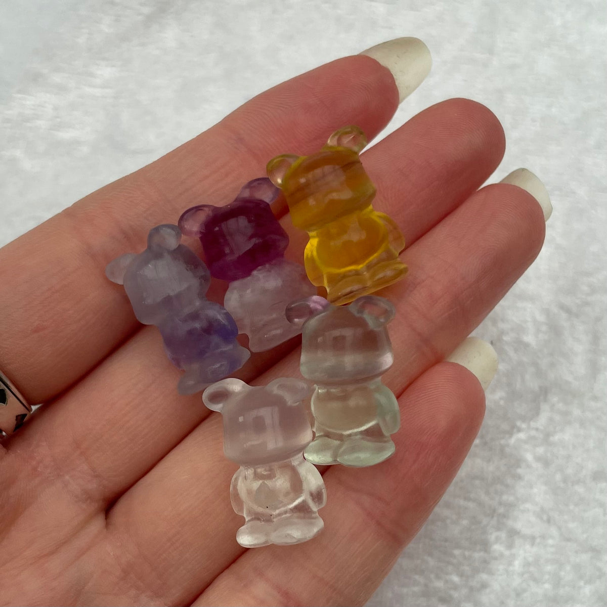 Mini Rainbow Fluorite Mouse Carvings