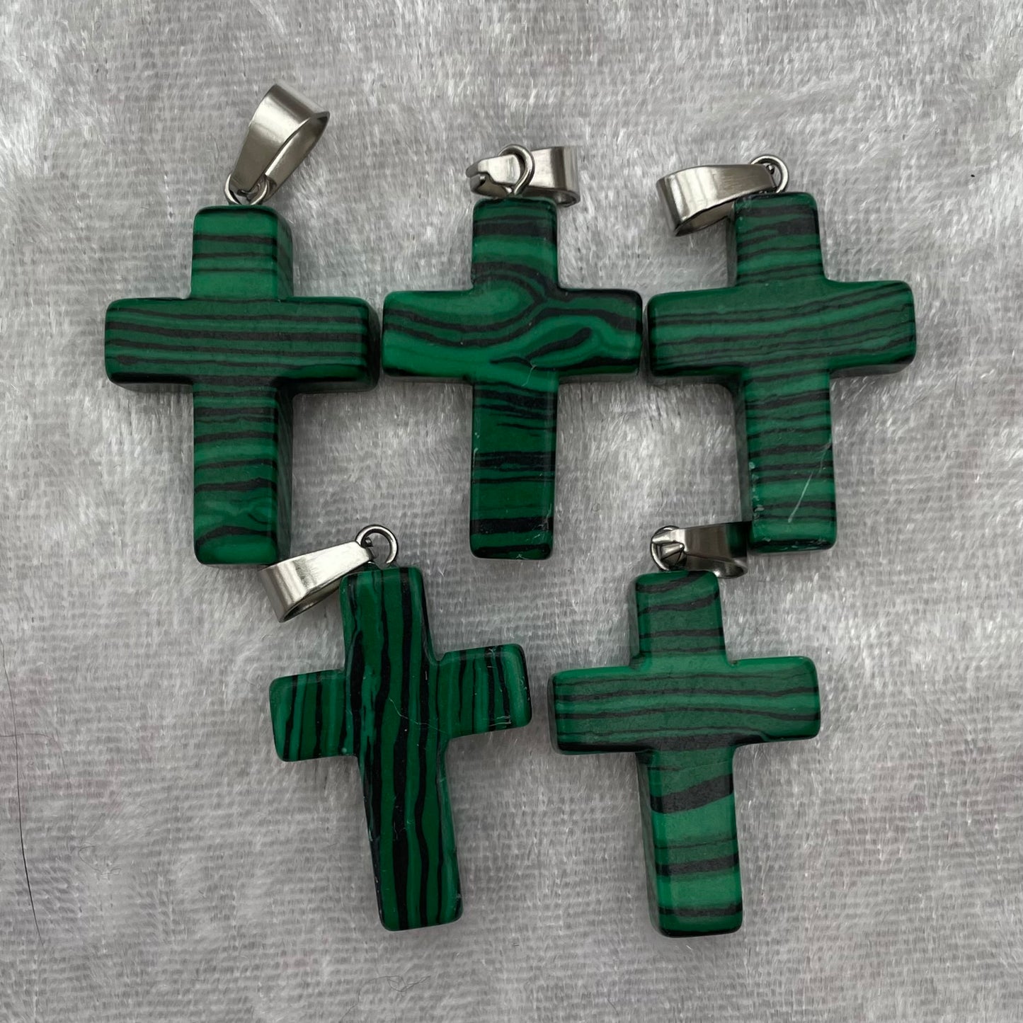 Artificial Malachite Cross Pendants