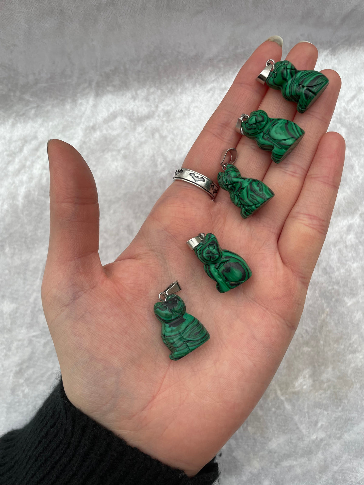 Artificial Malachite Cat Pendants