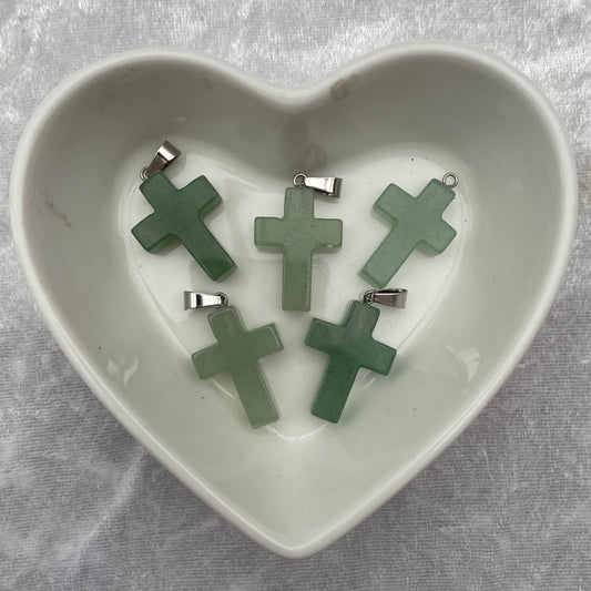 Green Aventurine Cross Pendants