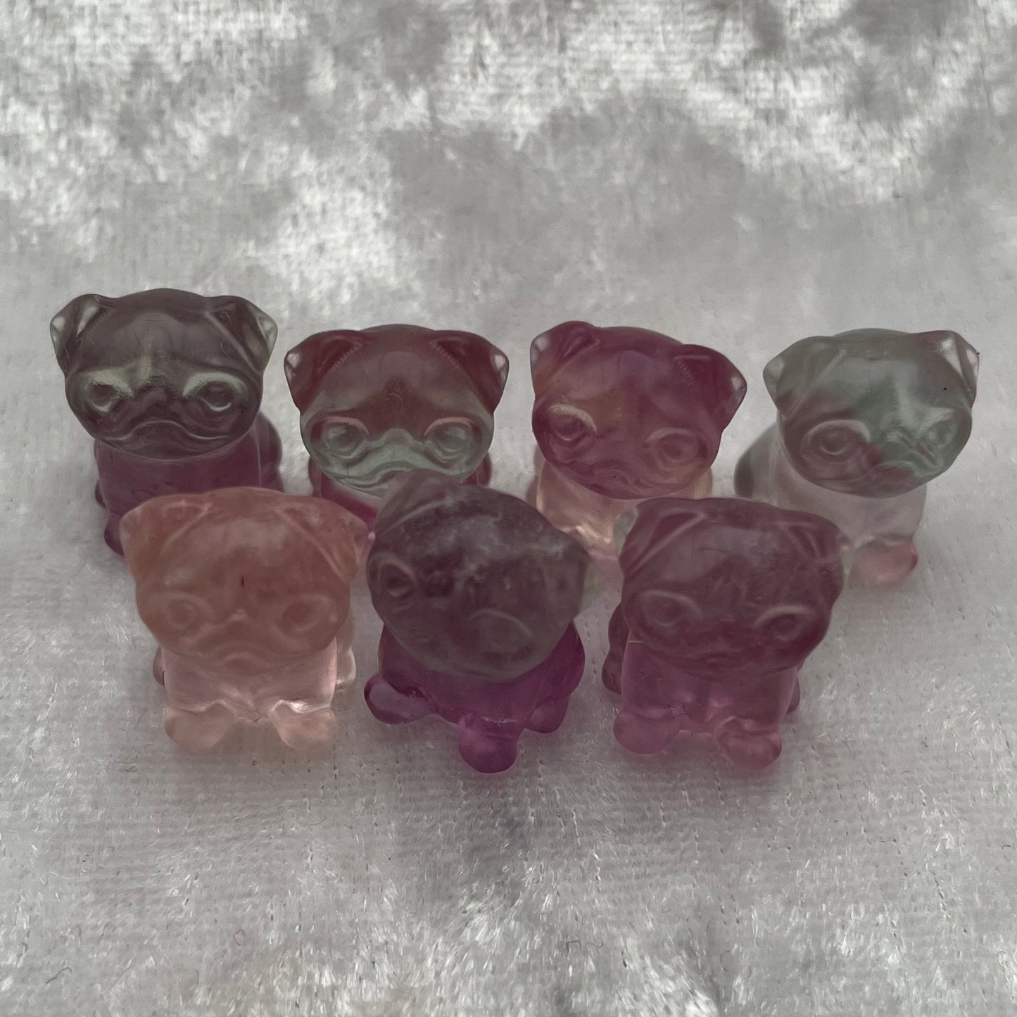 Mini Rainbow Fluorite Pug Dogs